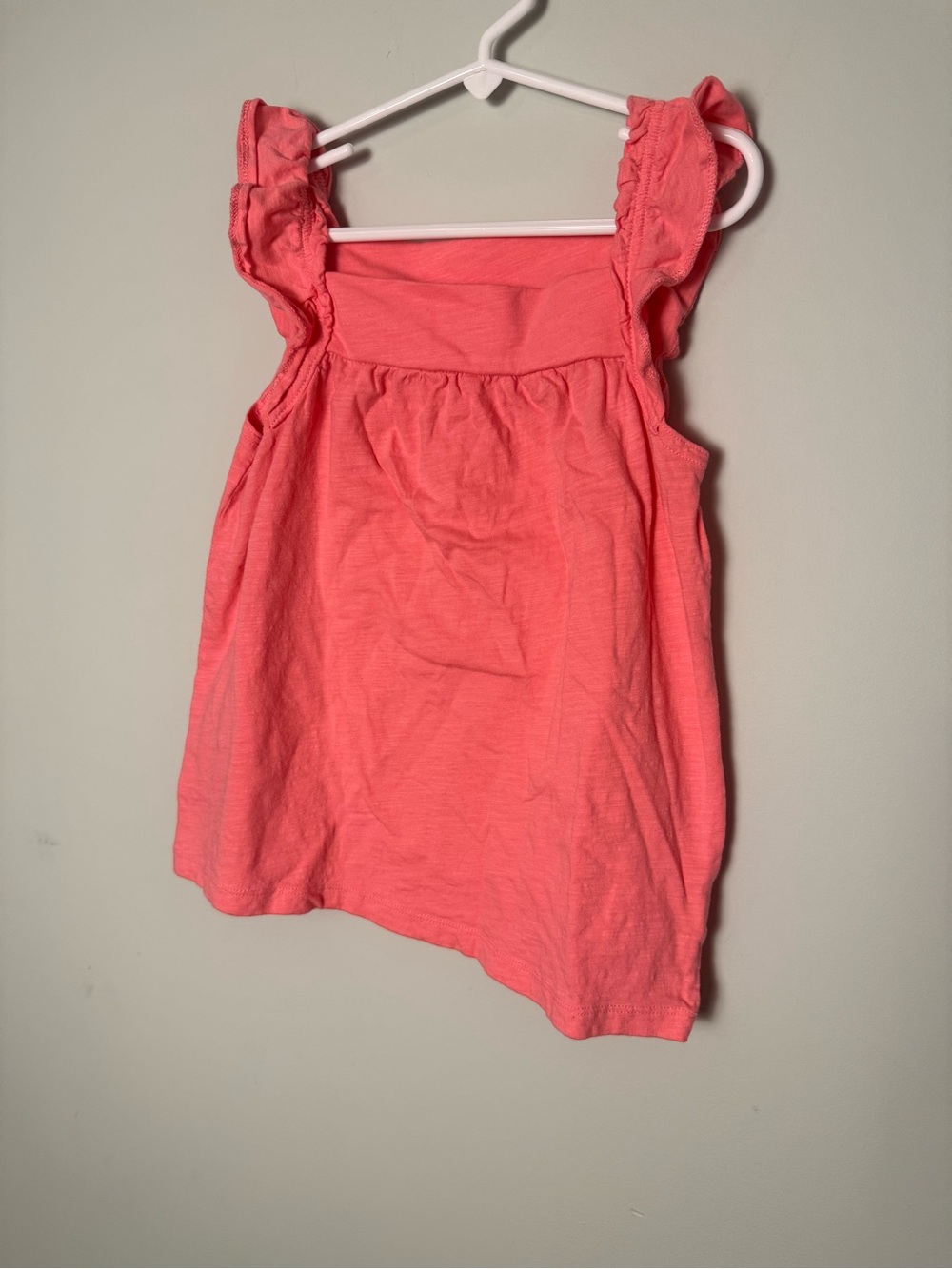 Girls Coral Pink Ruffle Strap Tank Top Size 8